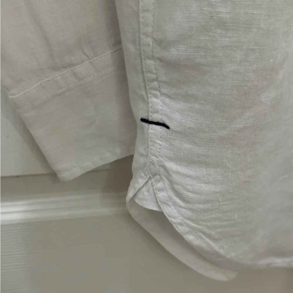 J.CREW 00 Baird McNutt 100% Irish Linen Beige White Ombre Button Front Blouse c1